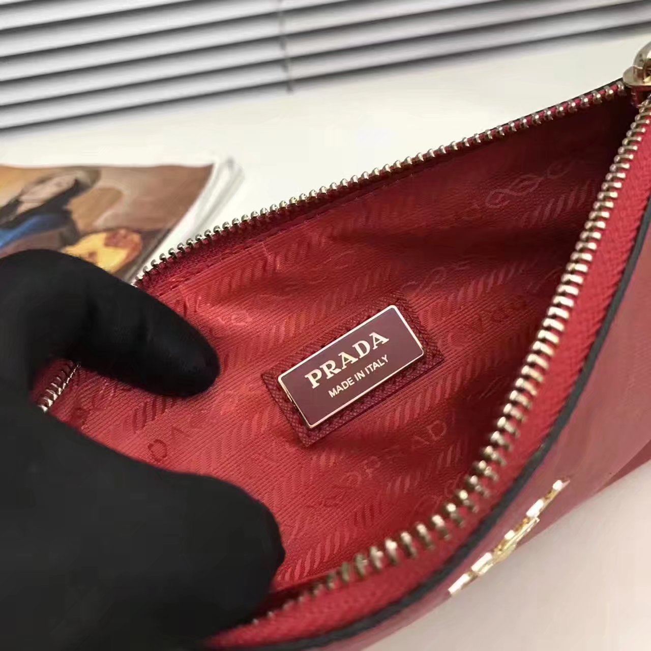 Prada 175 Women Leather Clutches Red