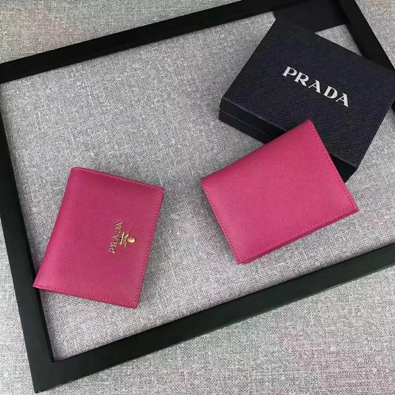 Prada 1M0204 Women Saffiano Leather Small Wallet Pink