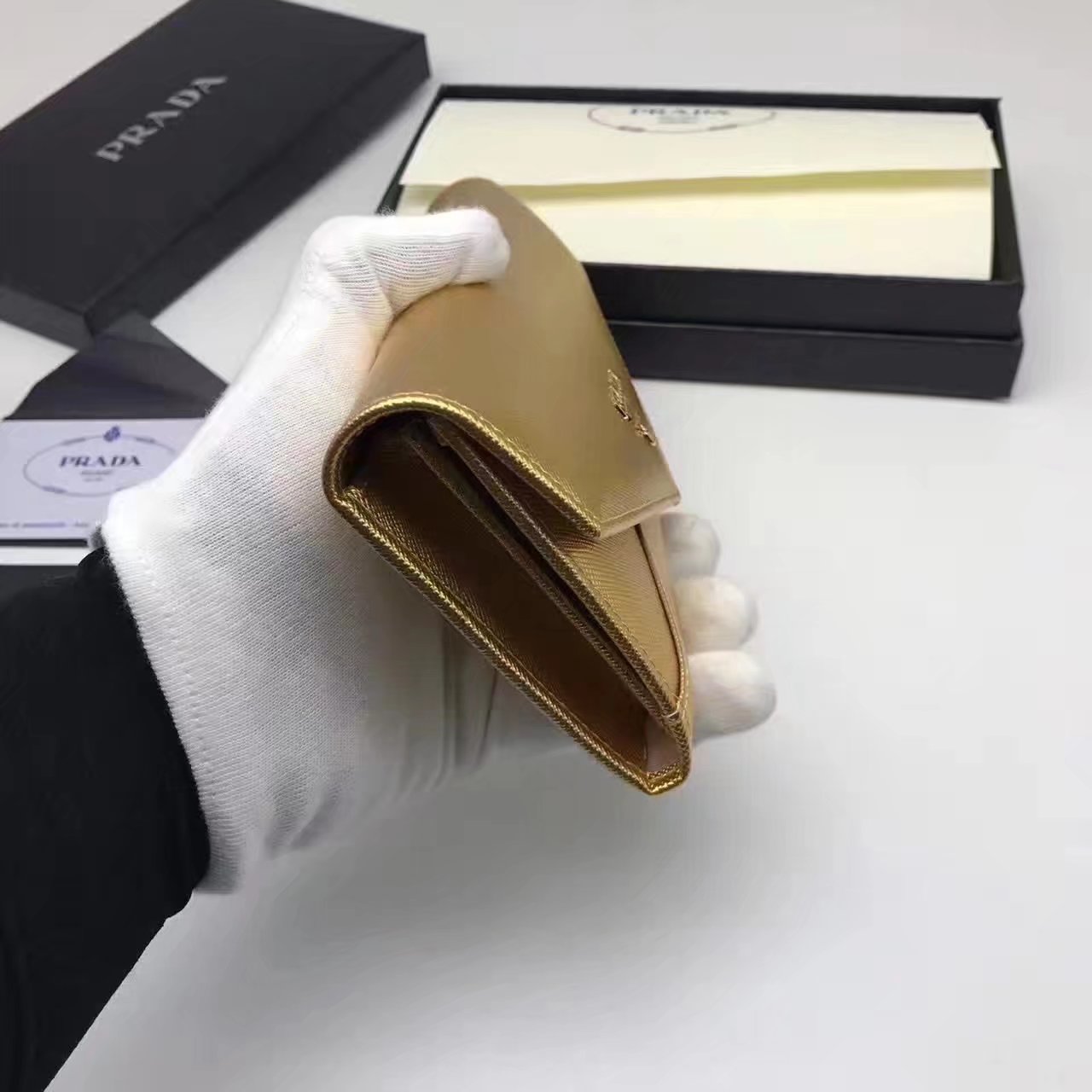 Prada 1M1176 Women Leather Wallet Gold