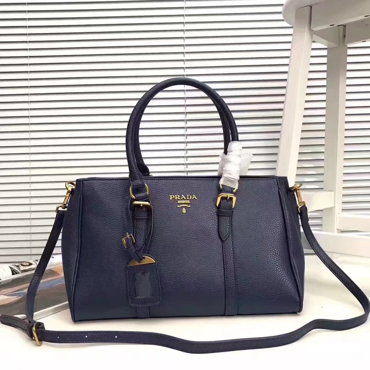 Prada 2996 Women 175 Tote Handbag Blue