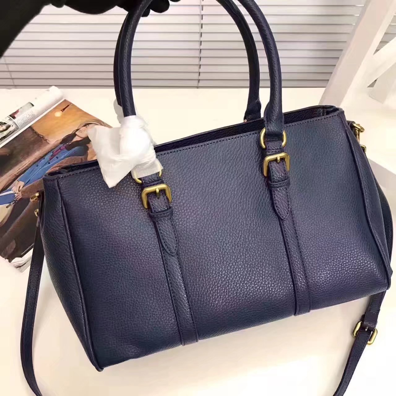 Prada 2996 Women 175 Tote Handbag Blue