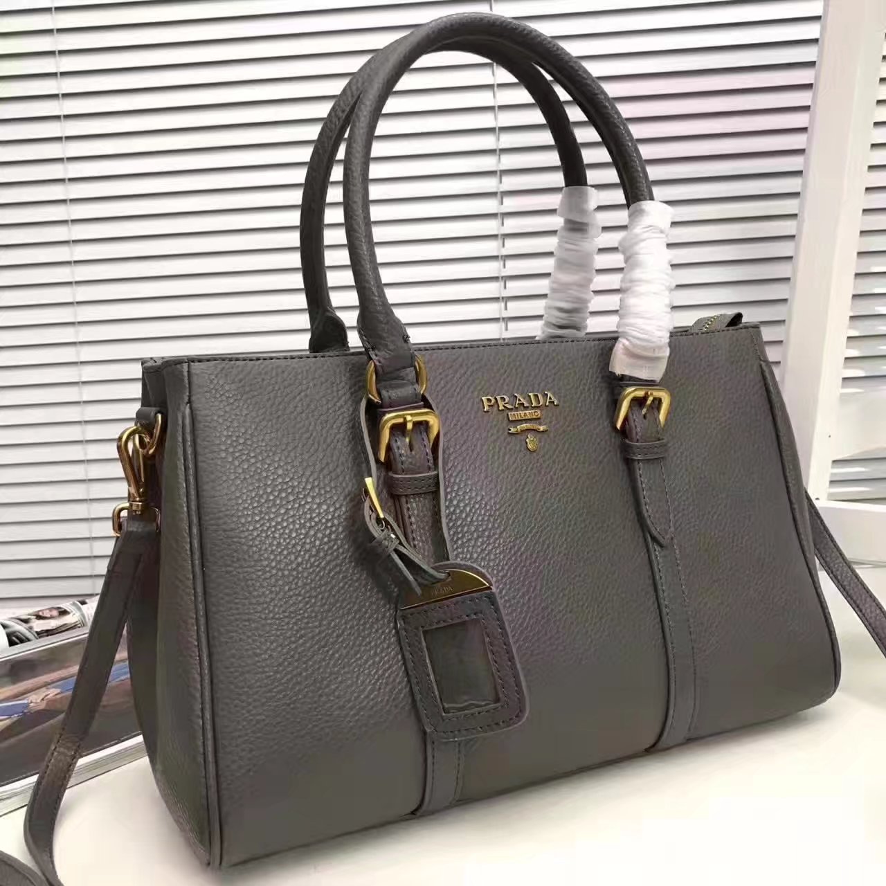 Prada 2996 Women 175 Tote Handbag Grey