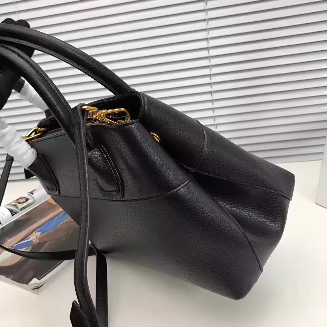 Prada Esplanade Saffiano Leather Tote Bags With Wallet Black