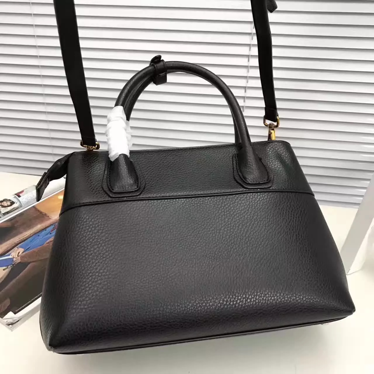 Prada Esplanade Saffiano Leather Tote Bags With Wallet Black