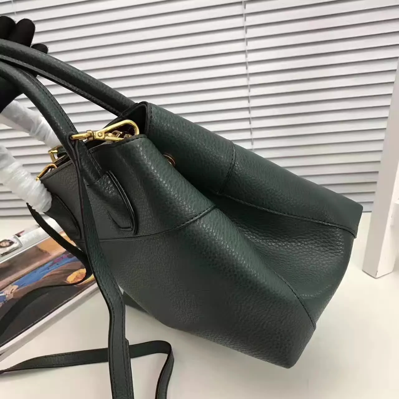 Prada Esplanade Saffiano Leather Tote Bags With Wallet Forest Green