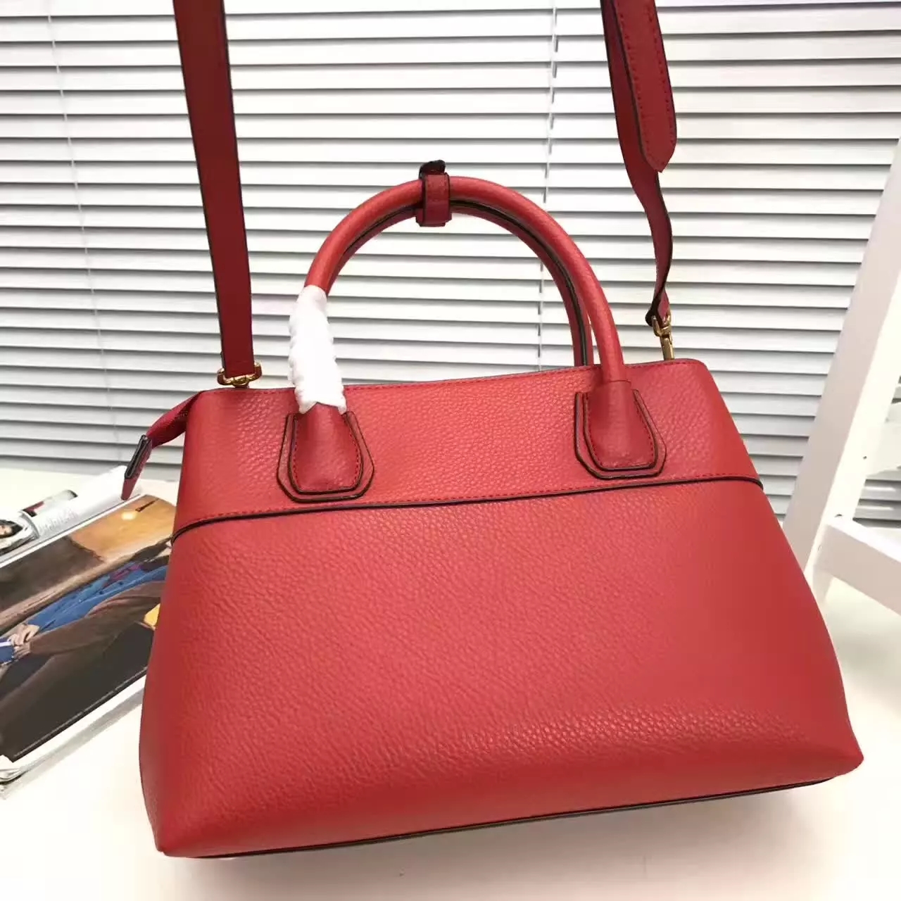 Prada Esplanade Saffiano Leather Tote Bags With Wallet Red