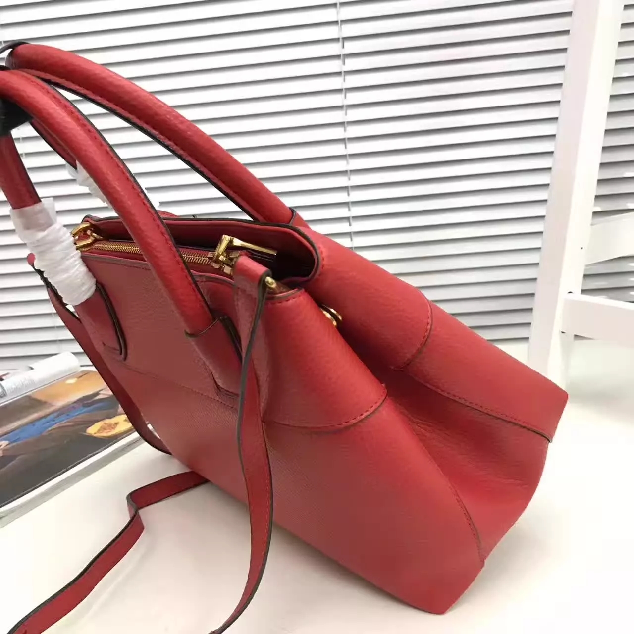 Prada Esplanade Saffiano Leather Tote Bags With Wallet Red