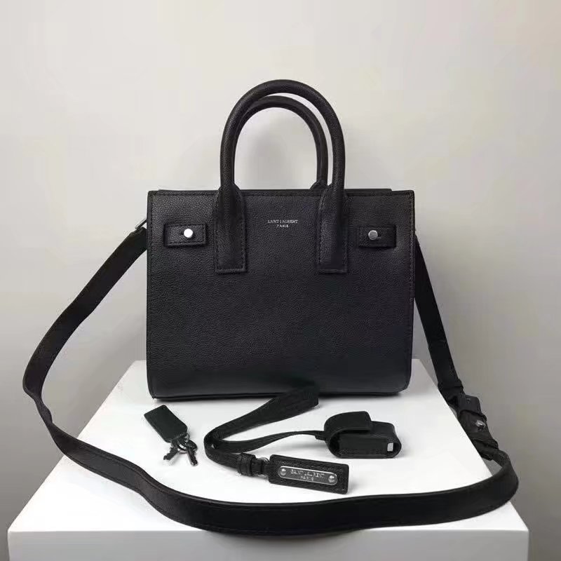 Saint Laurent Baby Sac De Jour Souple Duffle Bag in Black Moroder Leather