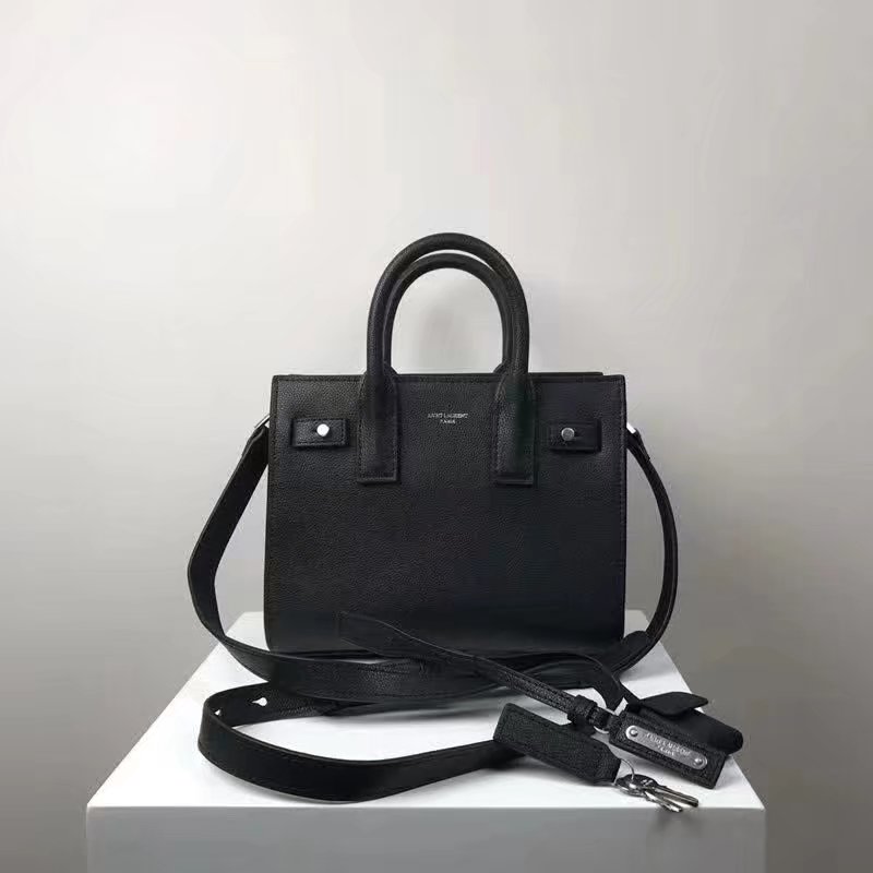 Saint Laurent Baby Sac De Jour Souple Duffle Bag in Black Moroder Leather