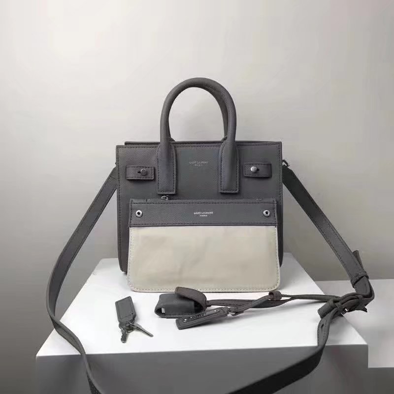 Saint Laurent Baby Sac De Jour Souple Duffle Bag in Grey Moroder Leather