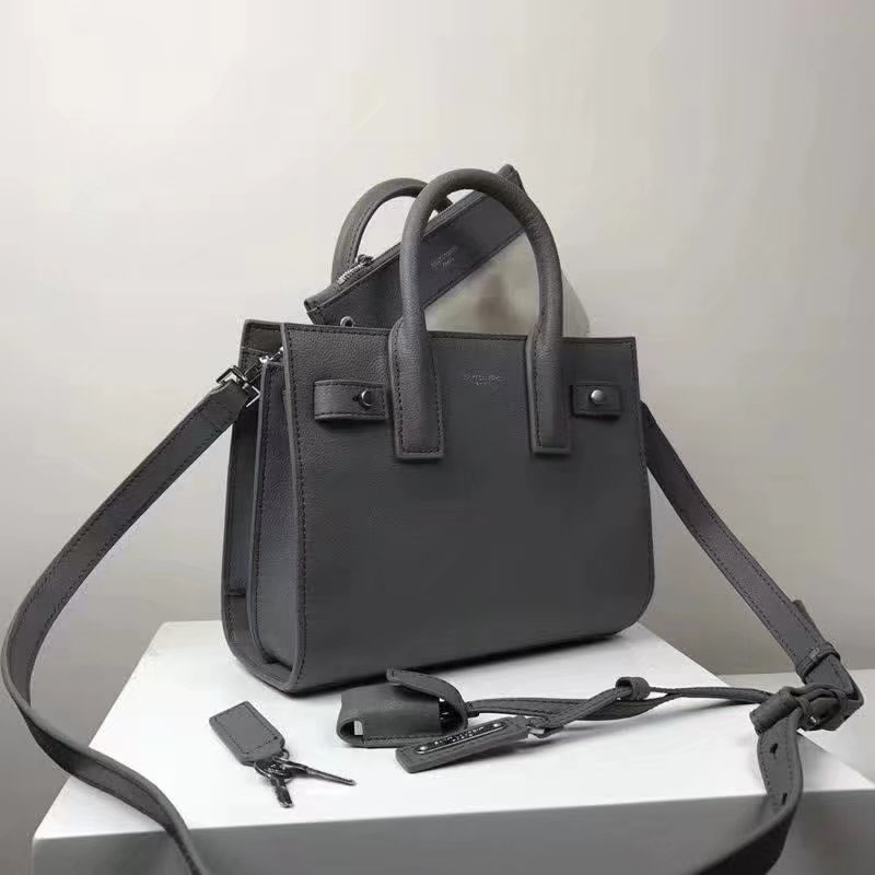 Saint Laurent Baby Sac De Jour Souple Duffle Bag in Grey Moroder Leather