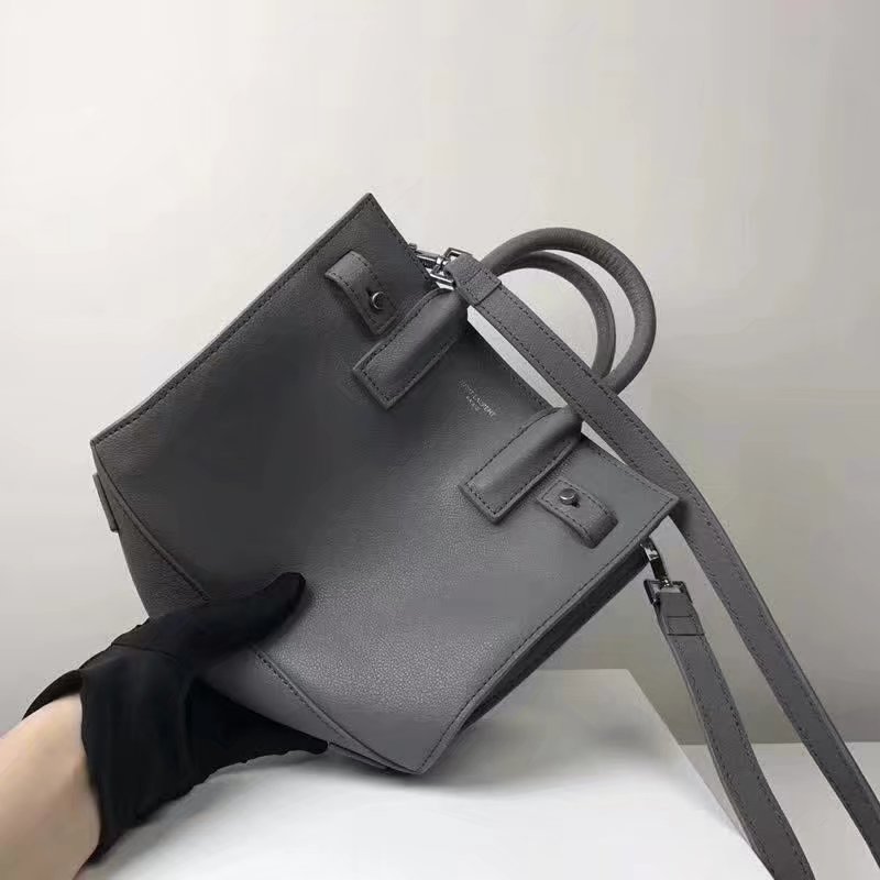 Saint Laurent Baby Sac De Jour Souple Duffle Bag in Grey Moroder Leather