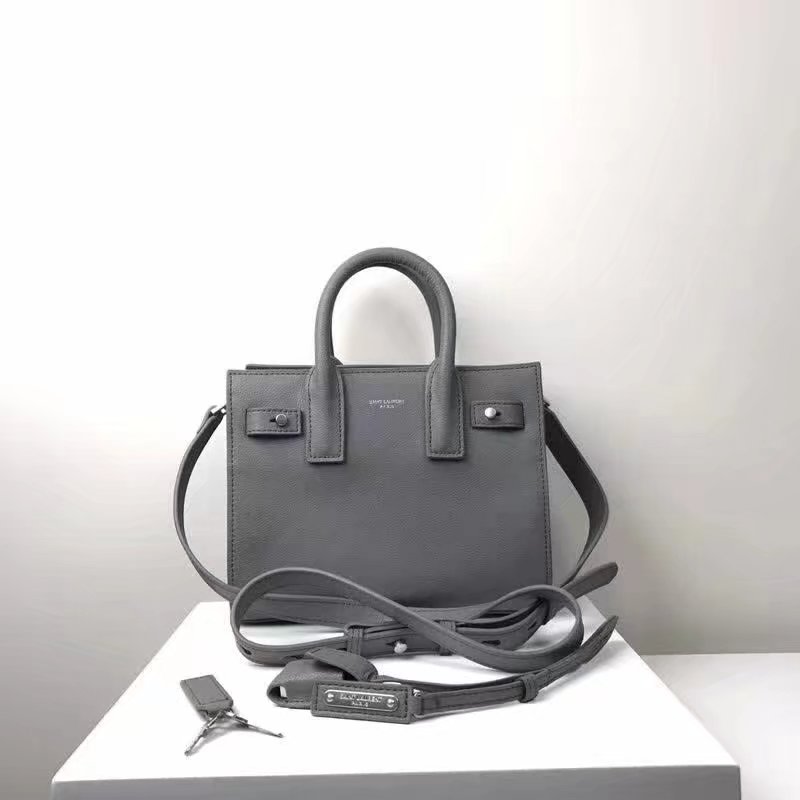 Saint Laurent Baby Sac De Jour Souple Duffle Bag in Grey Moroder Leather