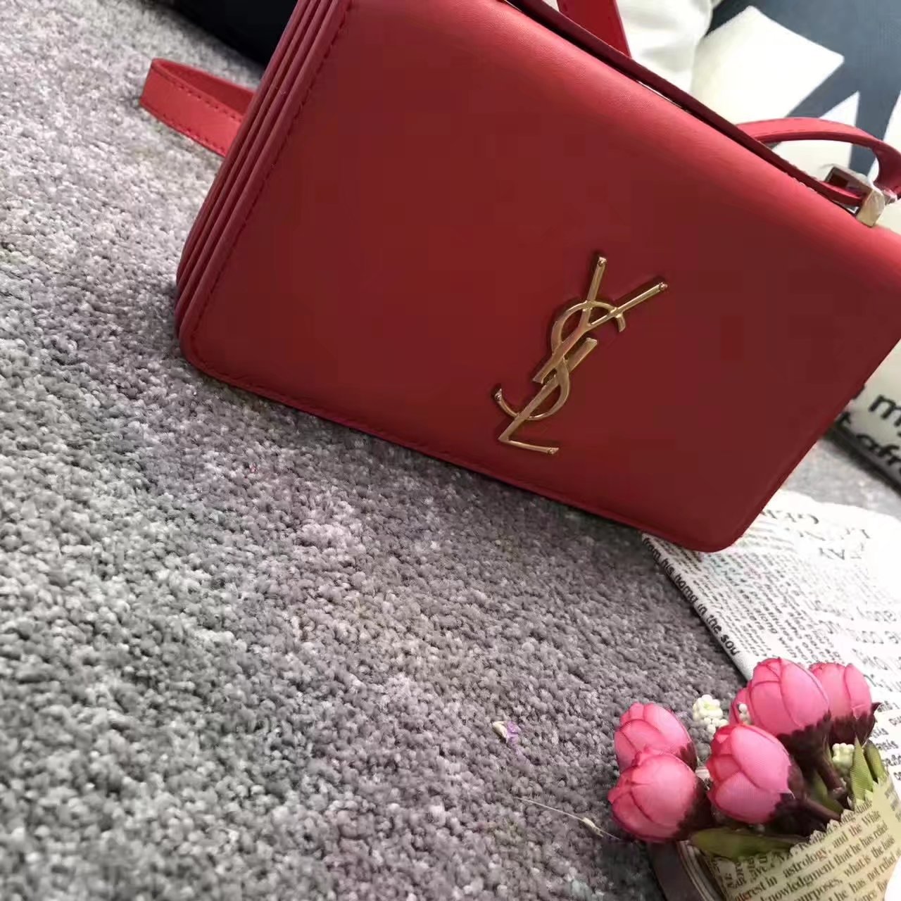 Saint Laurent Paris New Style Women Leather Shoulder Bag Red