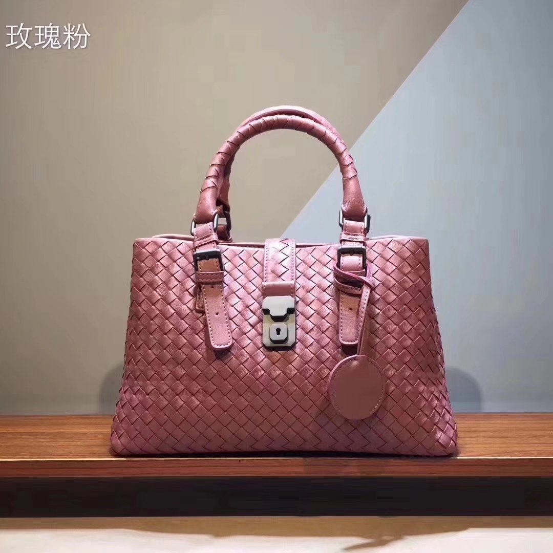 Top Quality Bottega Veneta Calf Leather Medium Roma Bag Pink