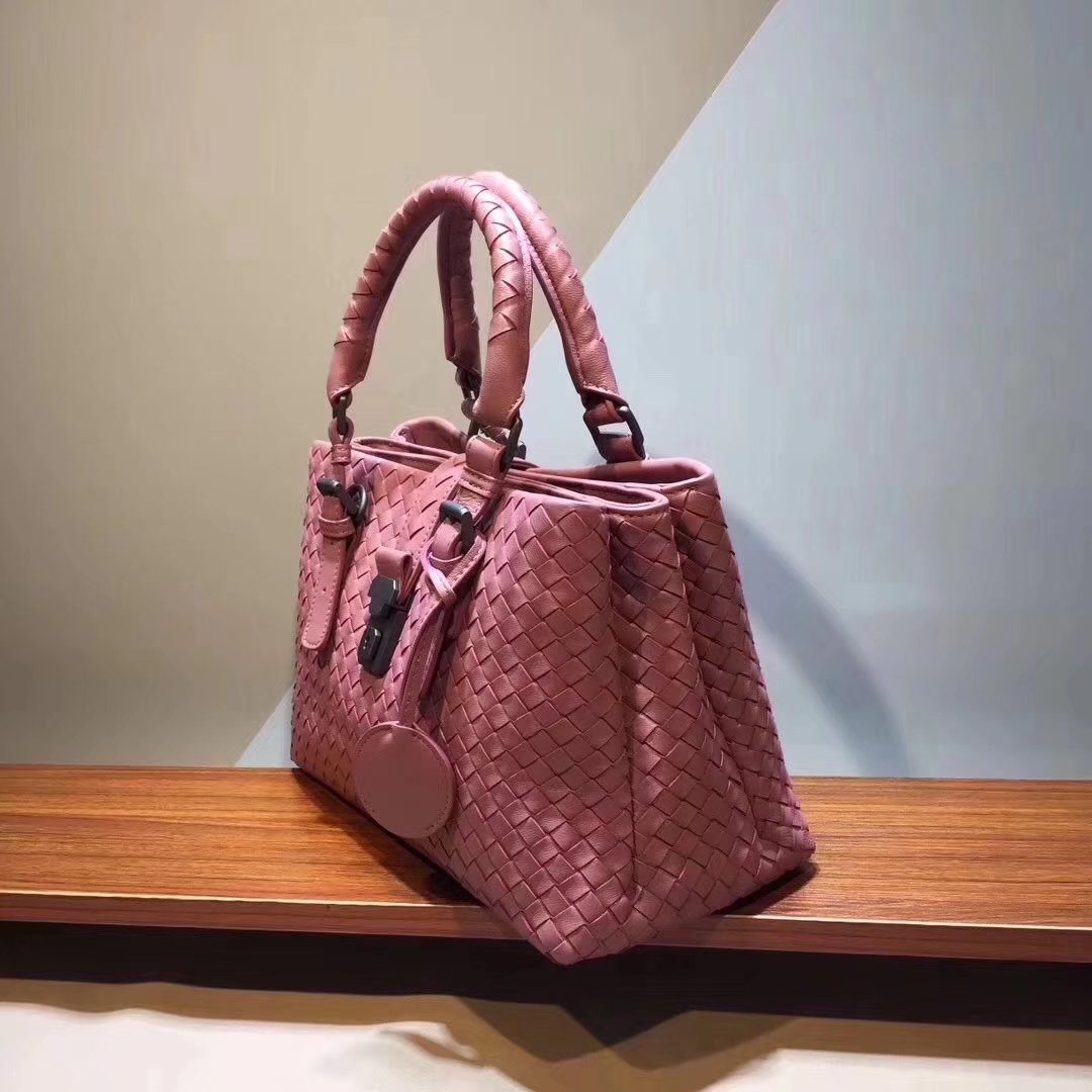 Top Quality Bottega Veneta Calf Leather Medium Roma Bag Pink