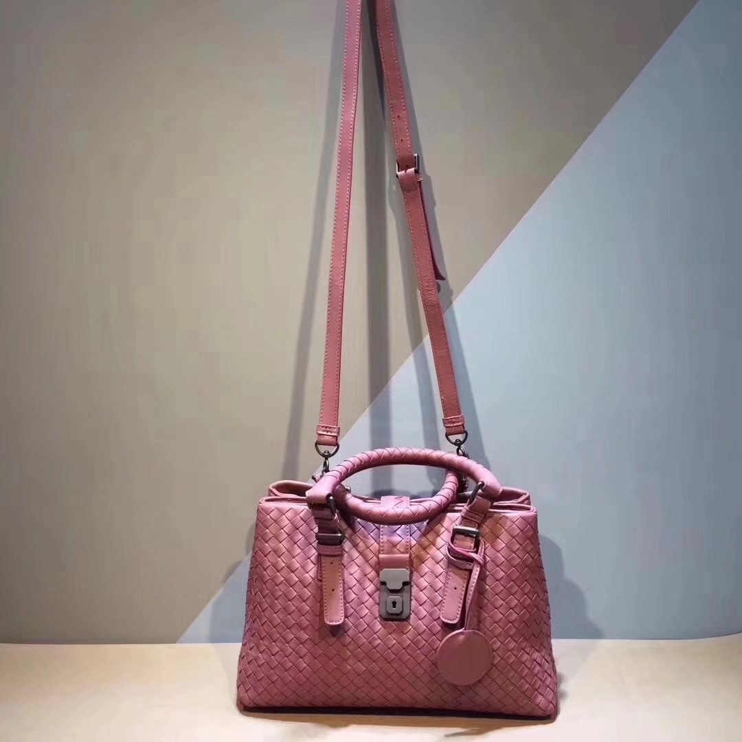 Top Quality Bottega Veneta Calf Leather Medium Roma Bag Pink