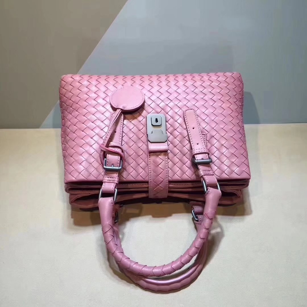 Top Quality Bottega Veneta Calf Leather Medium Roma Bag Pink