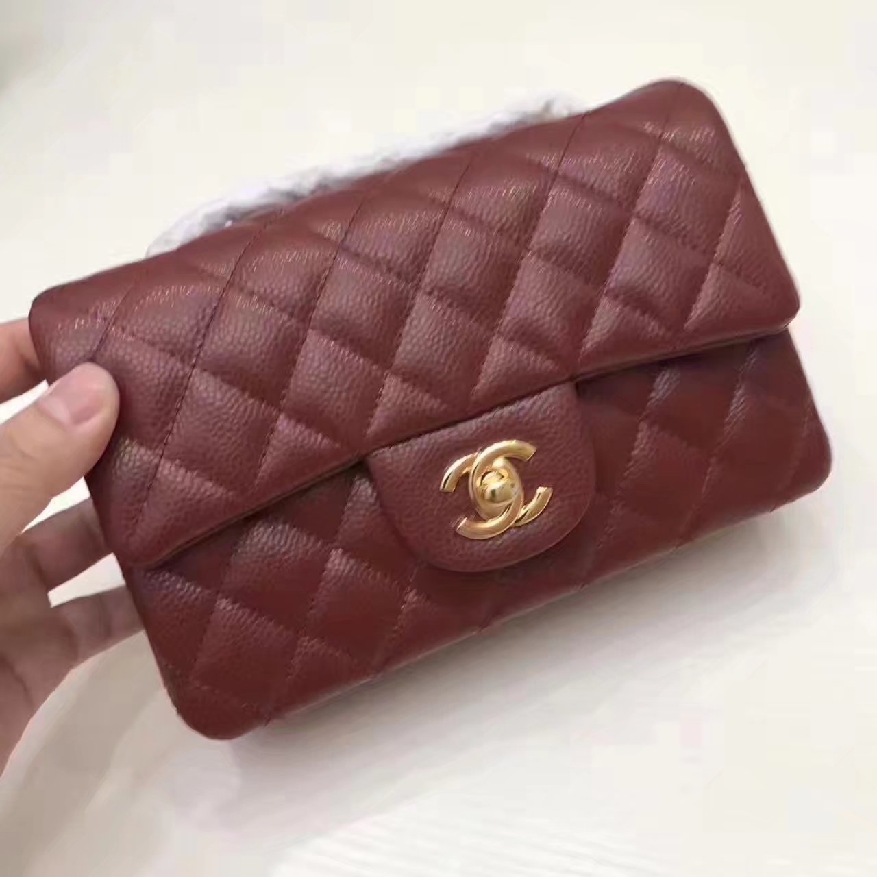 Top Quality Chanel CF2.0 Wine Red Caviar Leather Bag with Gold