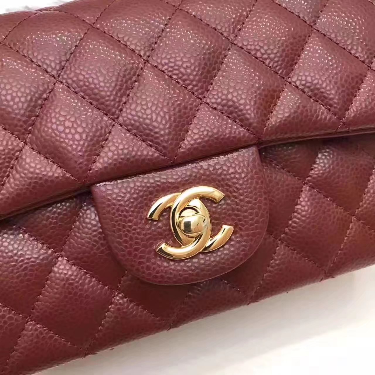 Top Quality Chanel CF2.0 Wine Red Caviar Leather Bag with Gold