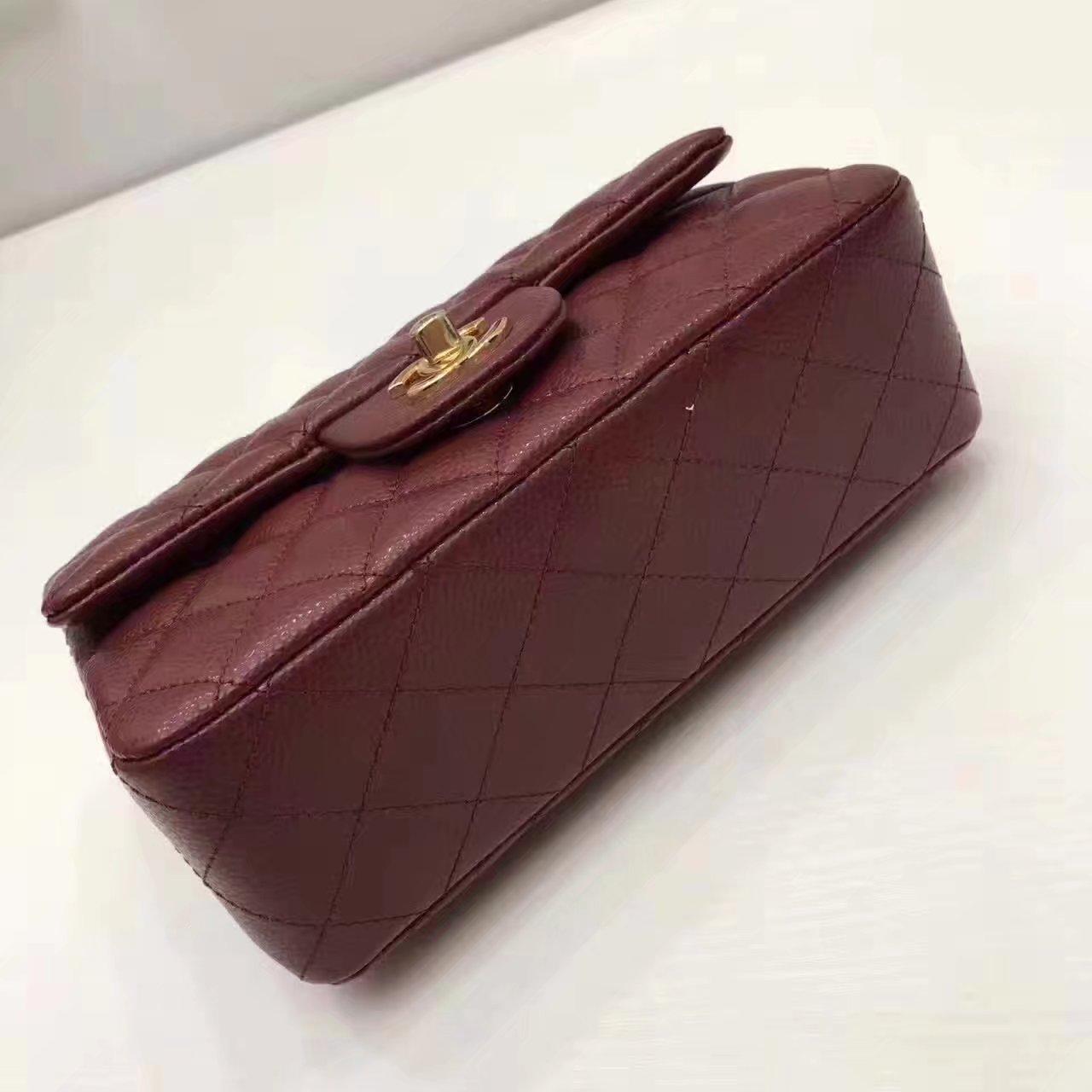 Top Quality Chanel CF2.0 Wine Red Caviar Leather Bag with Gold