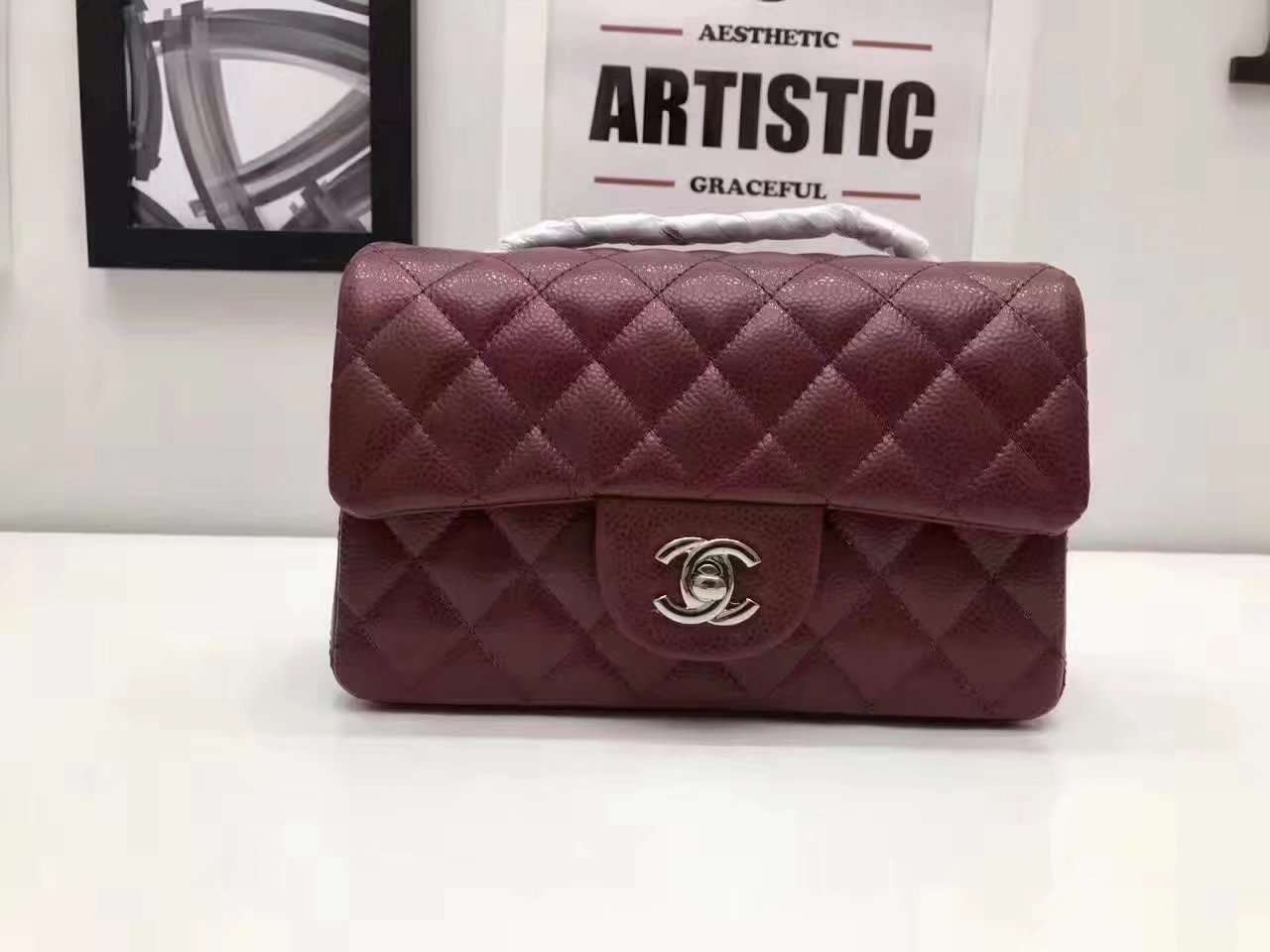 Top Quality Chanel CF2.0 Wine Red Caviar Leather Bag with Silver