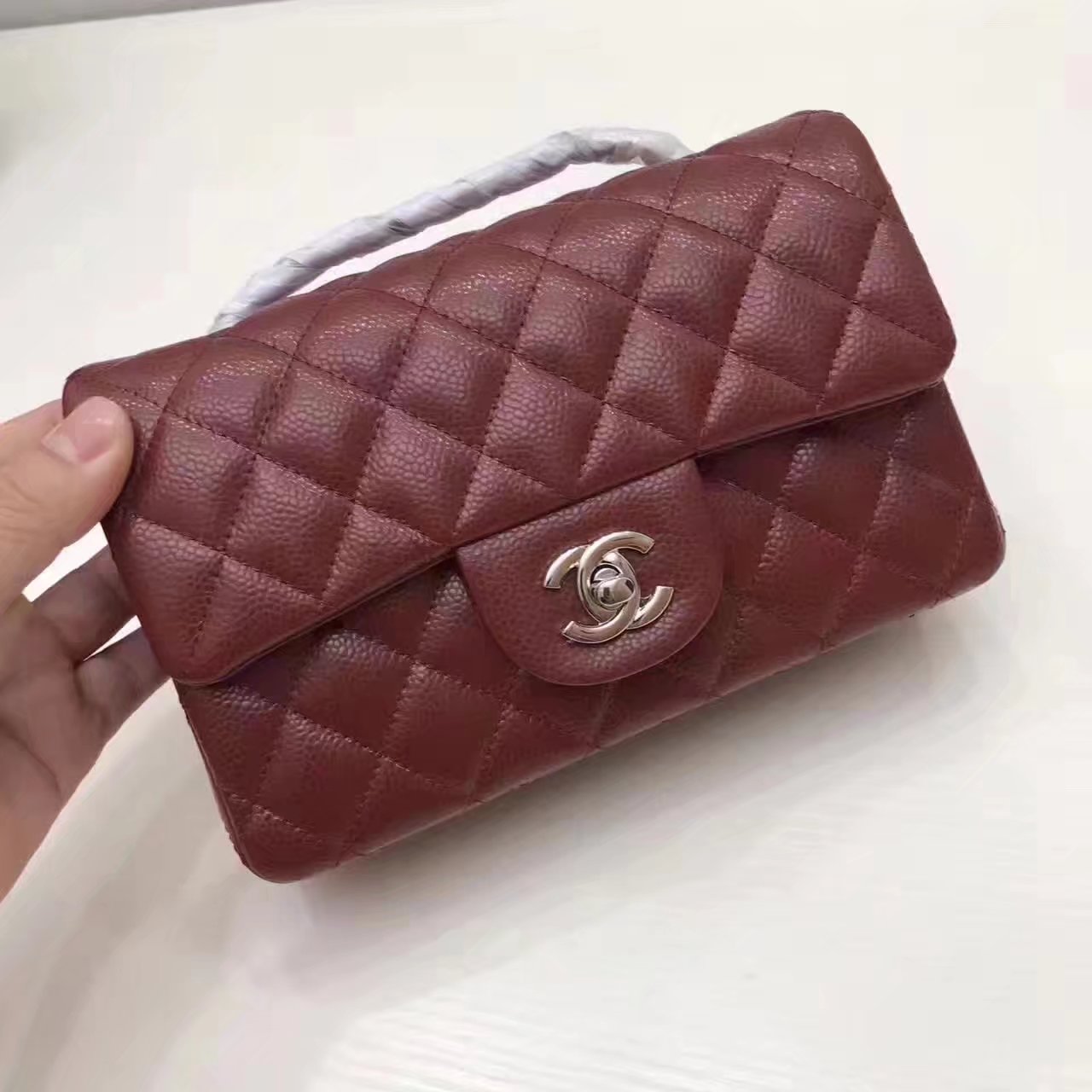 Top Quality Chanel CF2.0 Wine Red Caviar Leather Bag with Silver