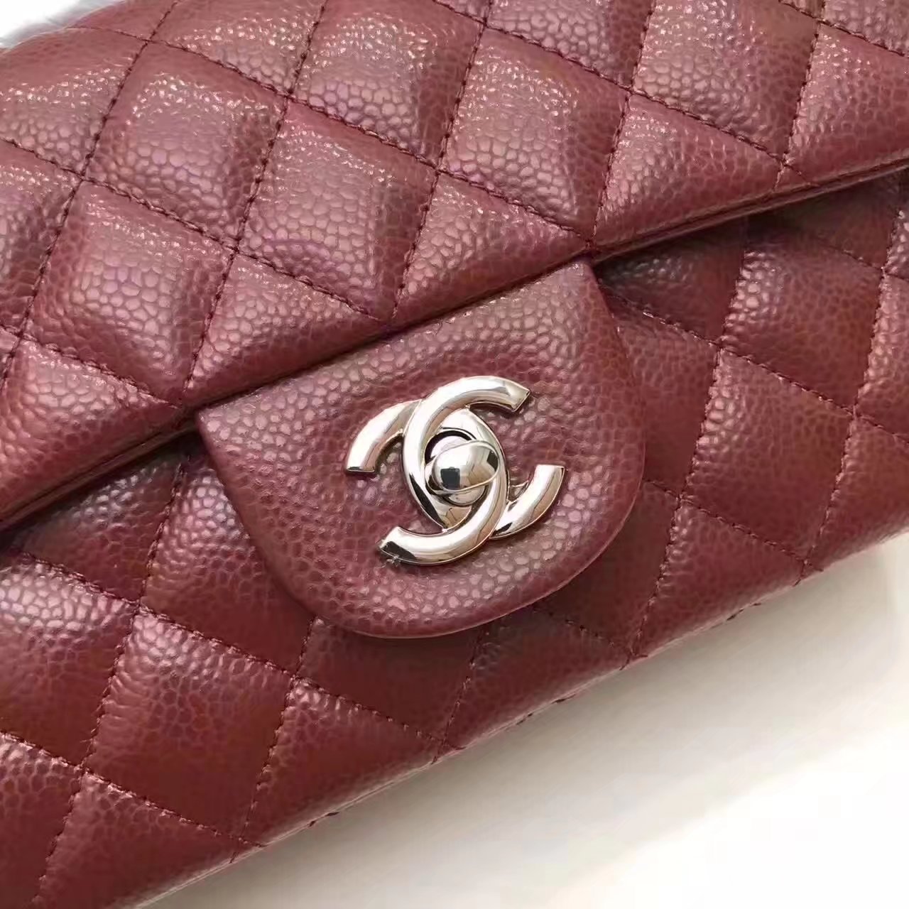 Top Quality Chanel CF2.0 Wine Red Caviar Leather Bag with Silver