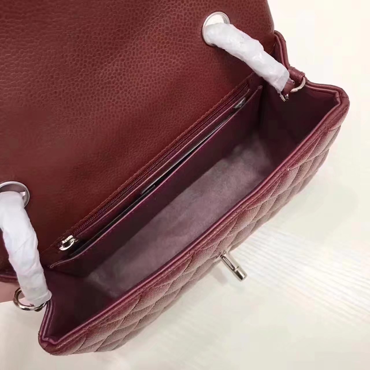 Top Quality Chanel CF2.0 Wine Red Caviar Leather Bag with Silver