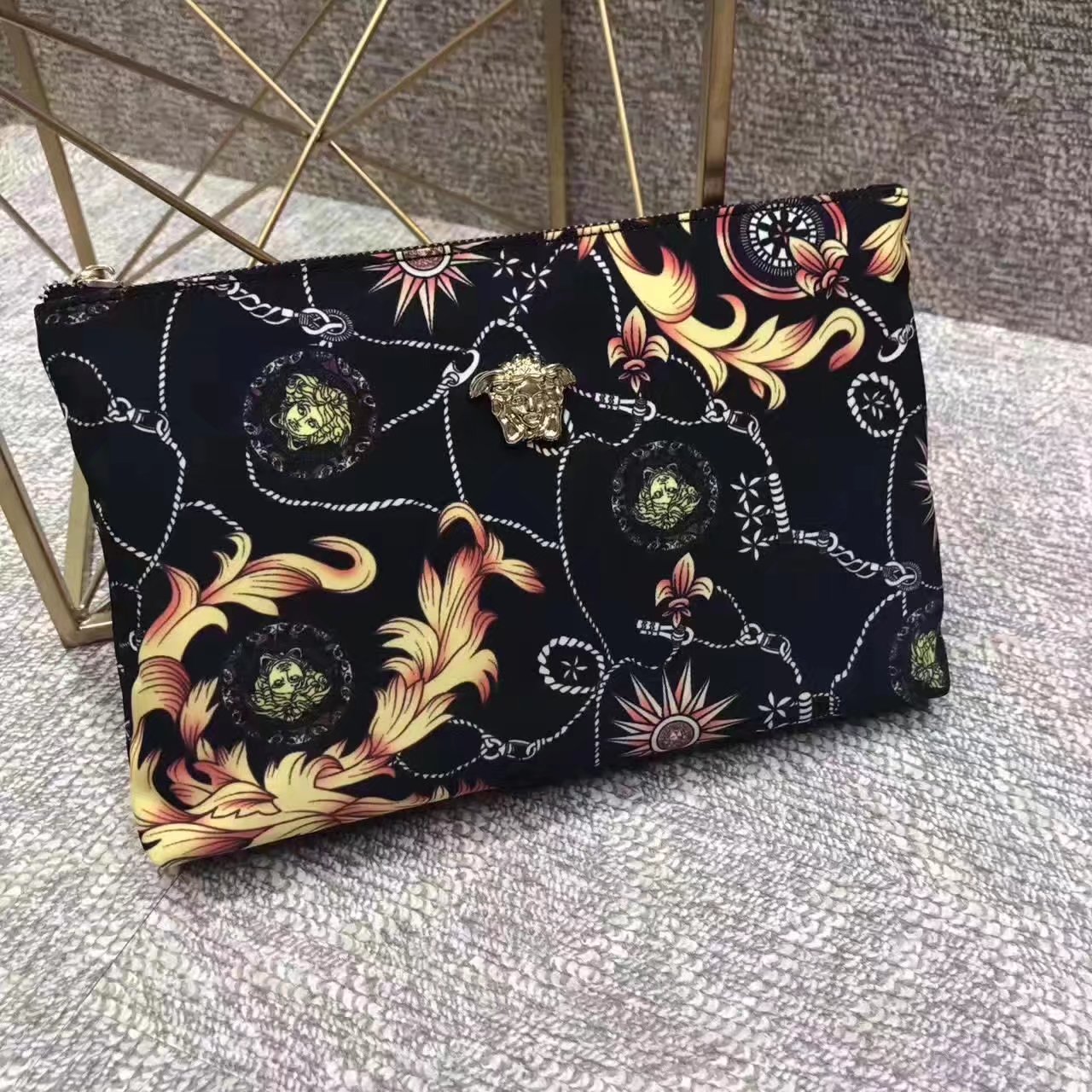 Versace Medusa Printing Leather Clutch Bag