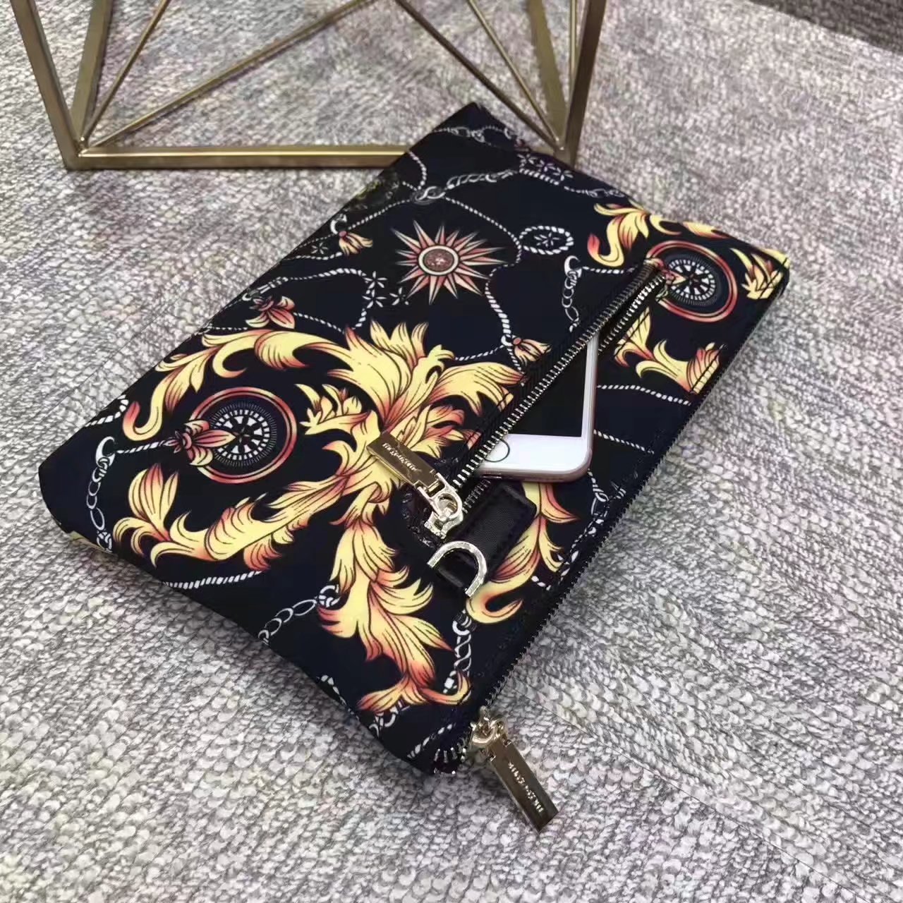 Versace Medusa Printing Leather Clutch Bag