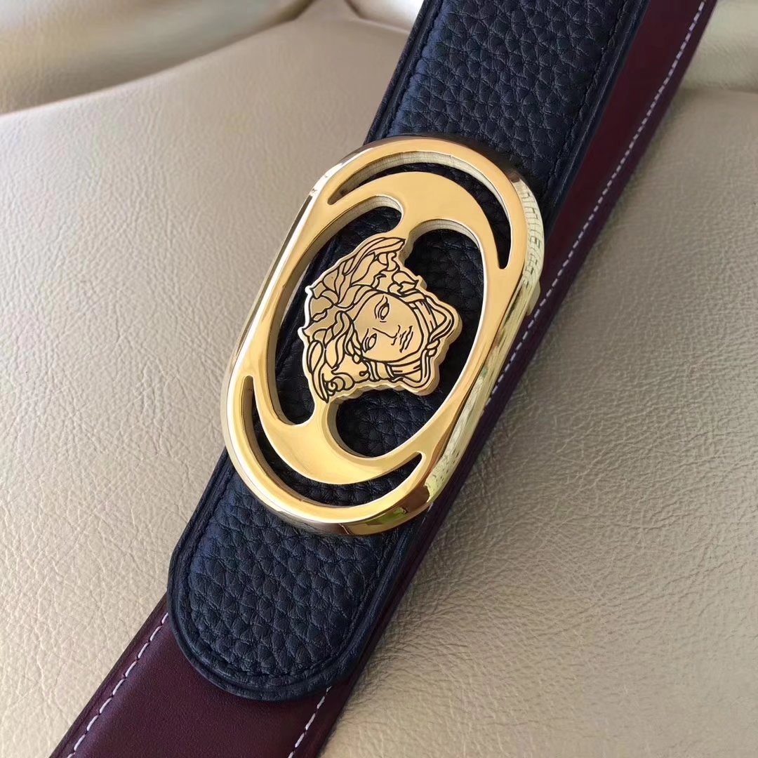 Versace Men Leather Belt With Gold Buckle 008