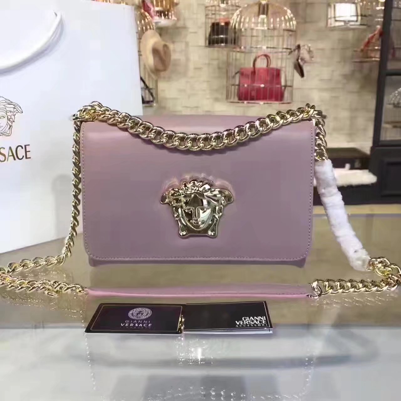 Versace Palazzo Evening Shoulder Bags Purple