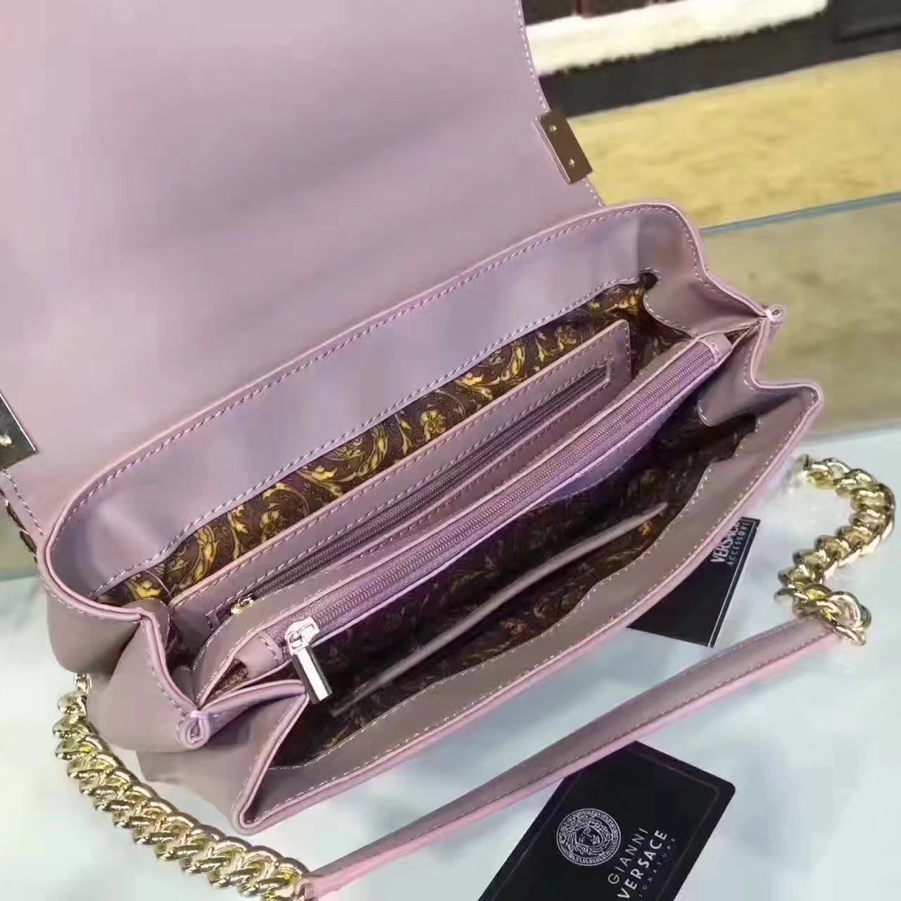 Versace Palazzo Evening Shoulder Bags Purple