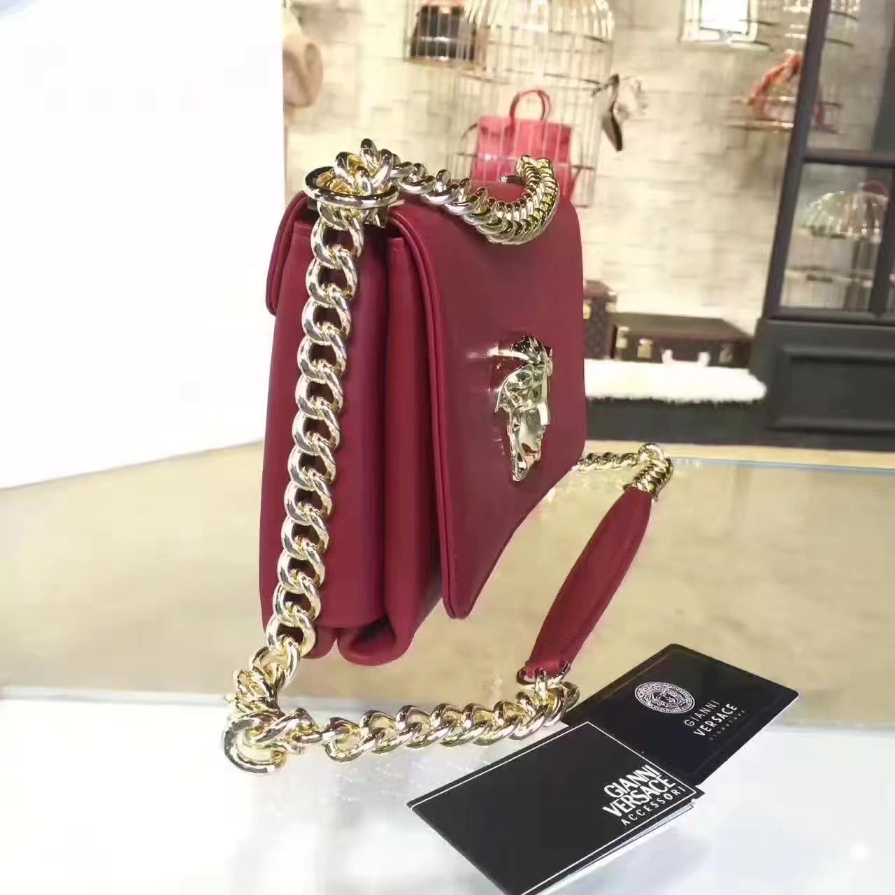 Versace Palazzo Evening Shoulder Bags Red