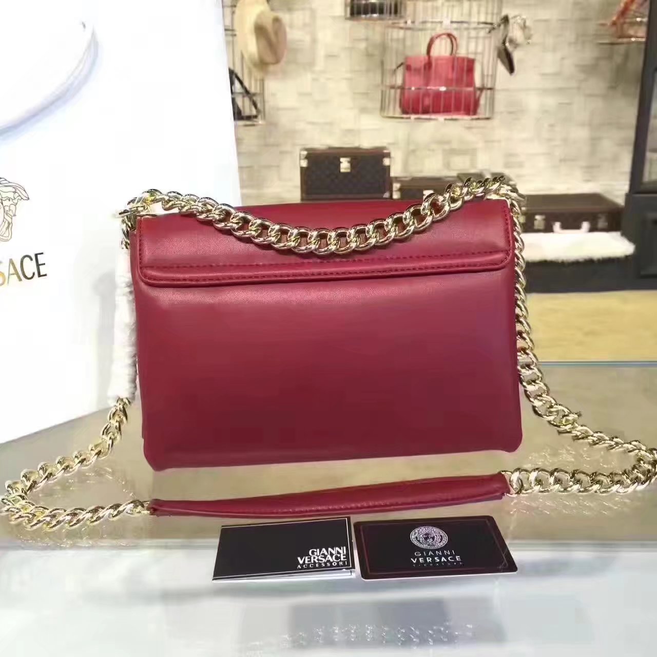 Versace Palazzo Evening Shoulder Bags Red