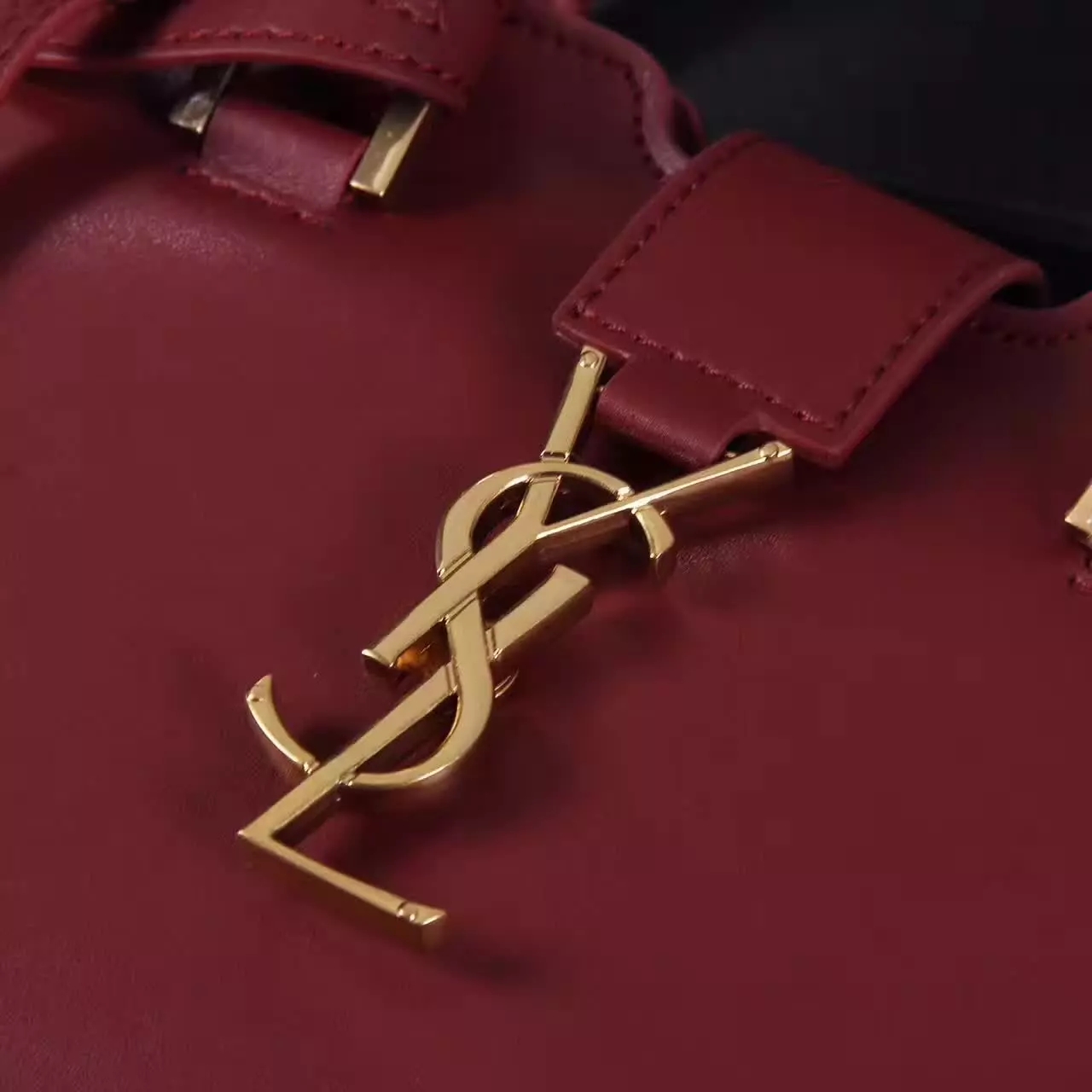 YSL Monogram Saint Laurent Cabas Bag Dark Red