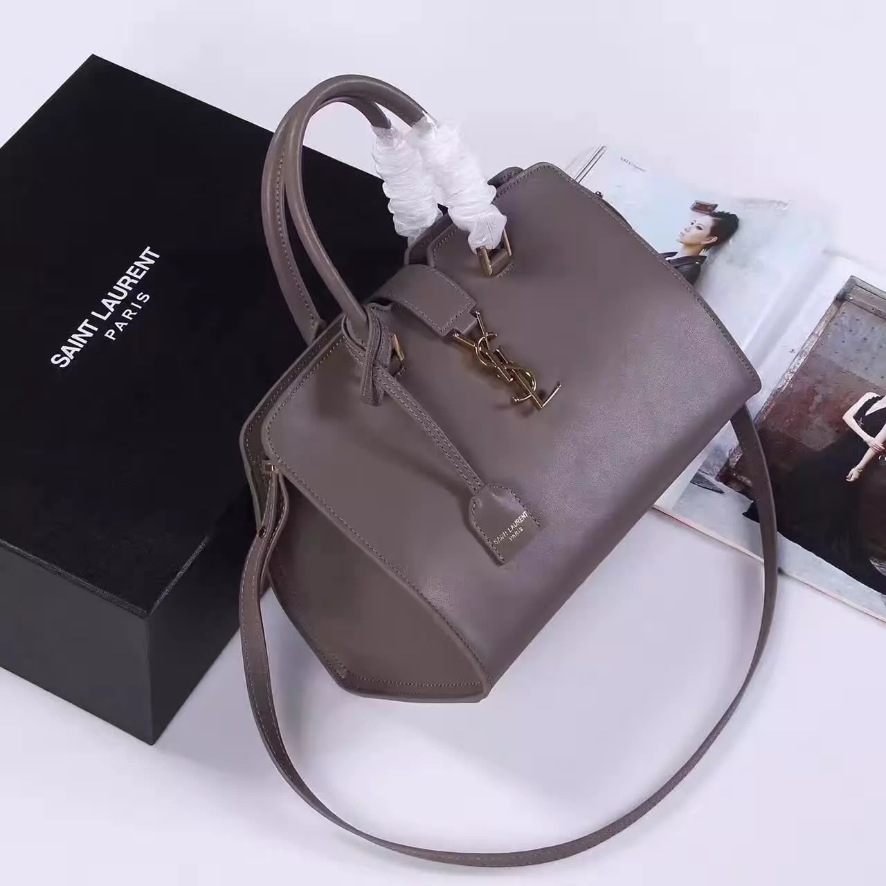 YSL Monogram Saint Laurent Cabas Bag Grey