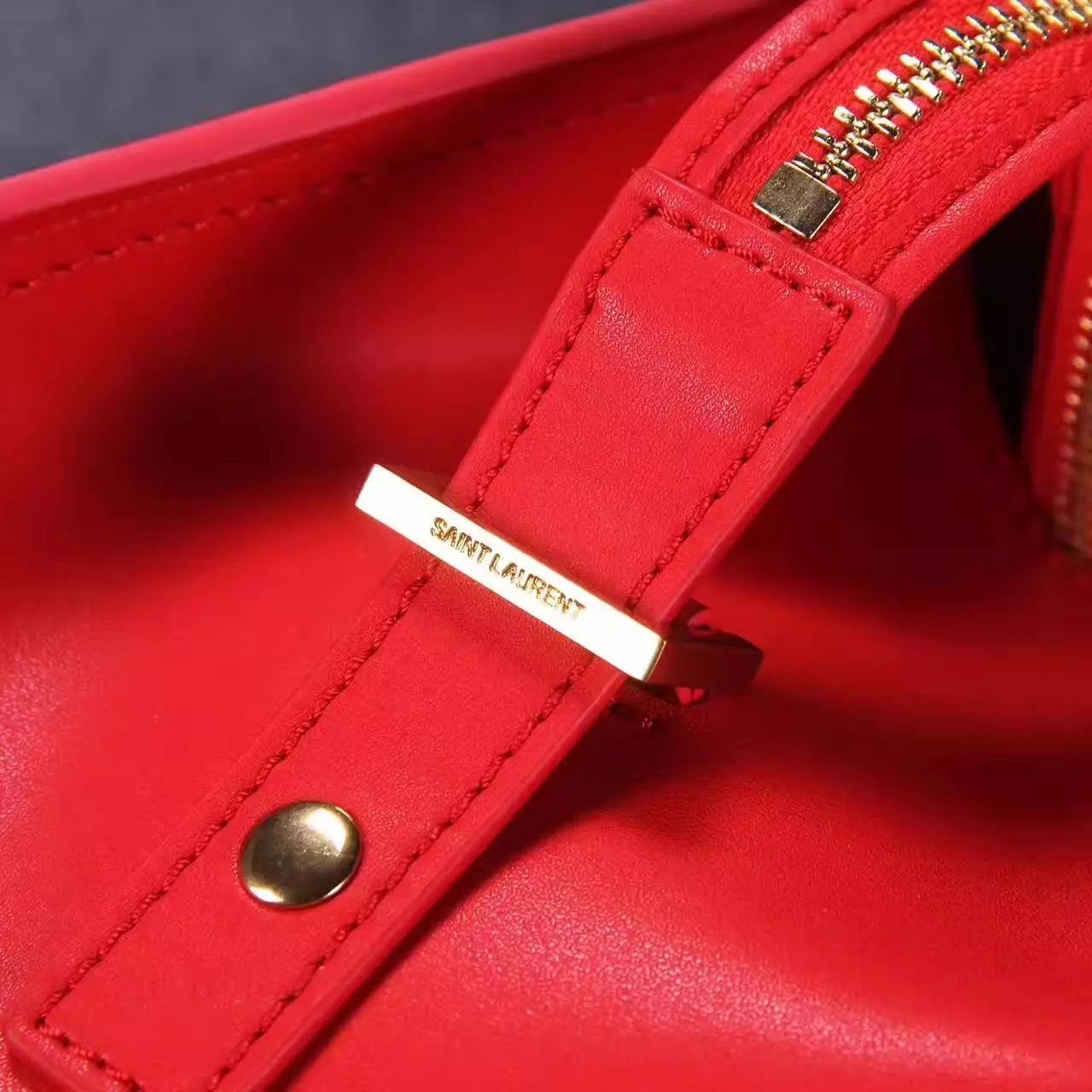 YSL Monogram Saint Laurent Cabas Bag Red