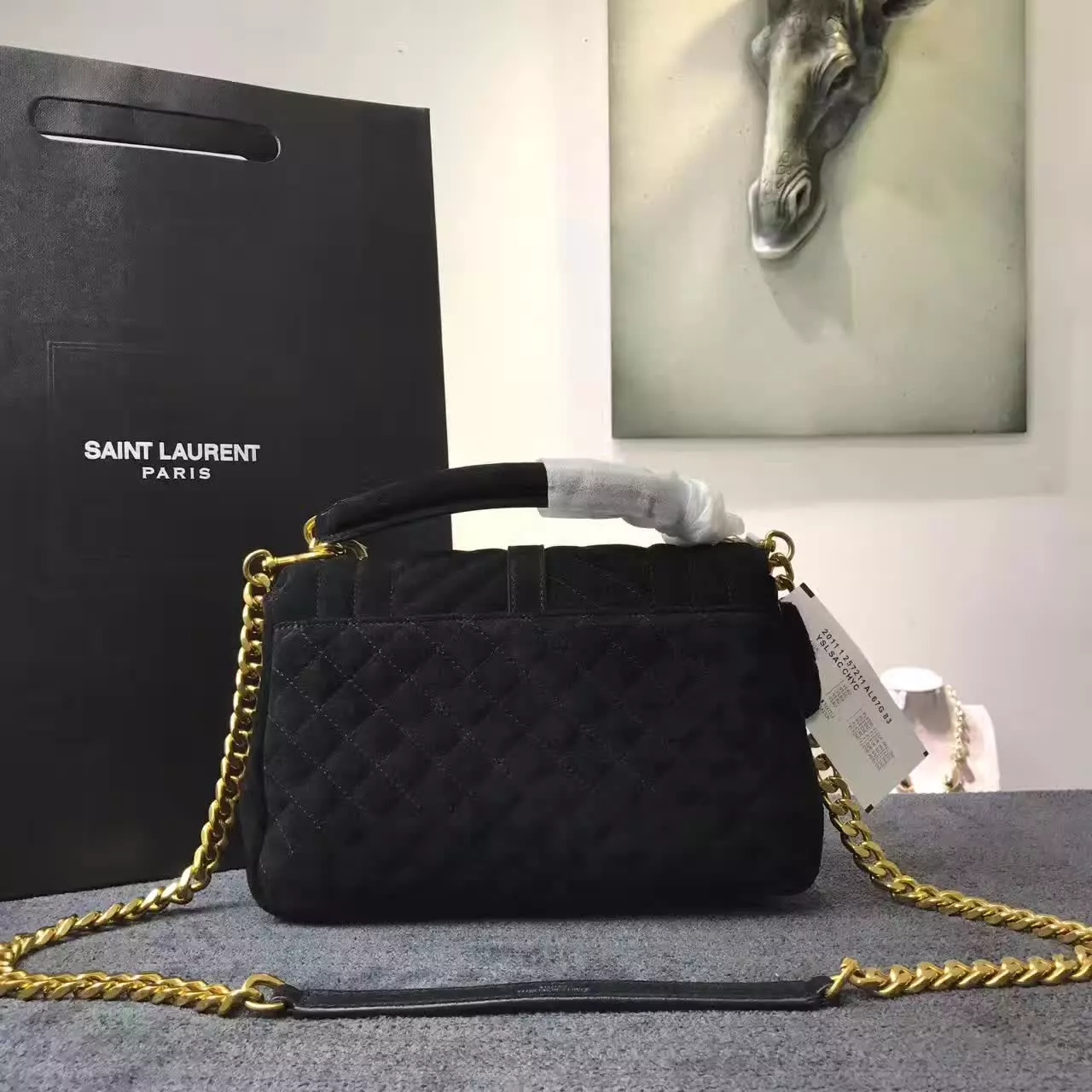 YSL Small Soft Envelope Monogram Saint Laurent Shoulder Bags Black