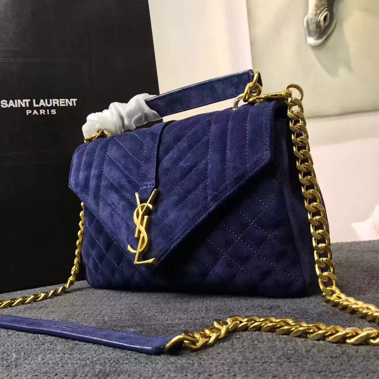 YSL Small Soft Envelope Monogram Saint Laurent Shoulder Bags Blue