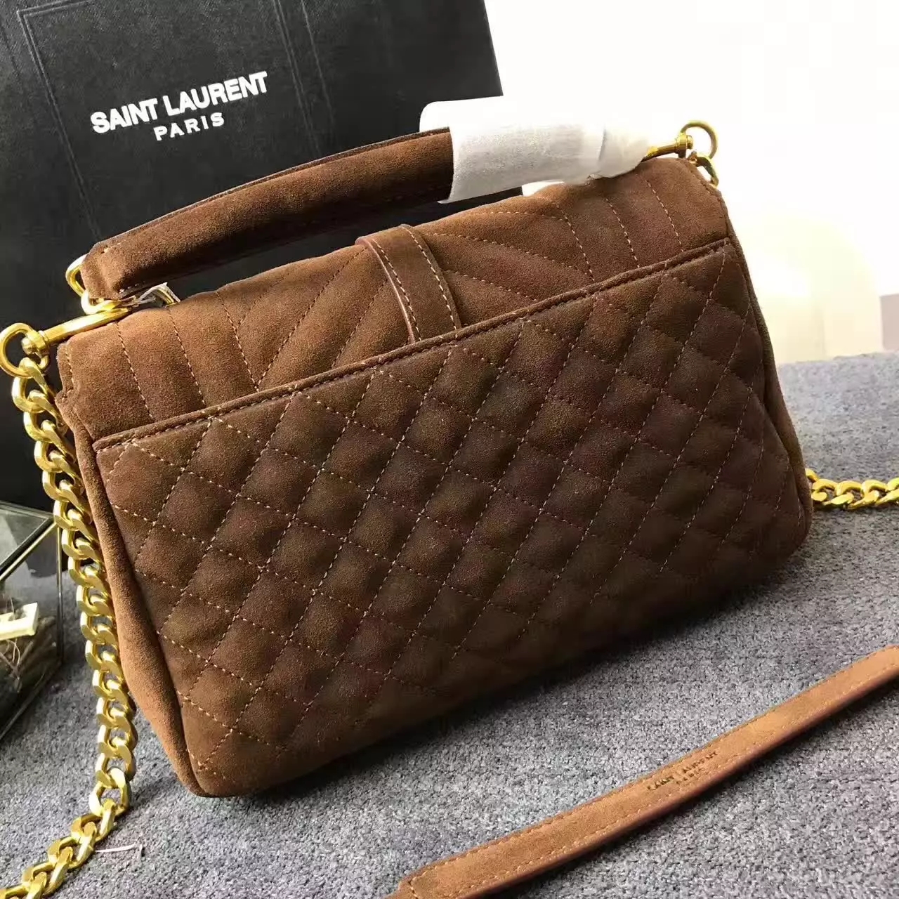 YSL Small Soft Envelope Monogram Saint Laurent Shoulder Bags Chocolate