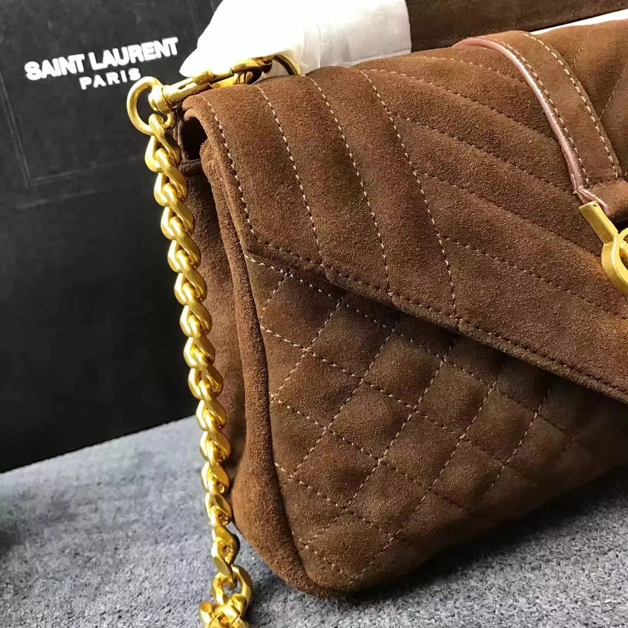 YSL Small Soft Envelope Monogram Saint Laurent Shoulder Bags Chocolate